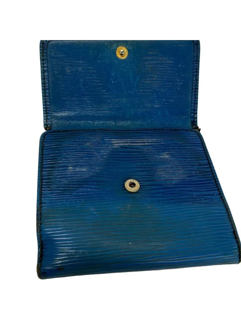 Louis Vuitton Hook Wallet Epi Porto Monet Billets Cult Cles Toledo Blue Leather